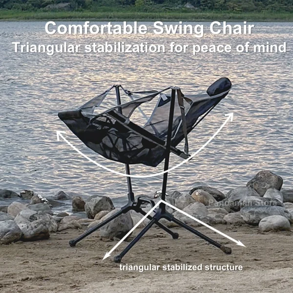 Portable outdoor camping swing rocking chair lightweight durable stable folding chair breath netting mesh seat cool summer chair - Image 6