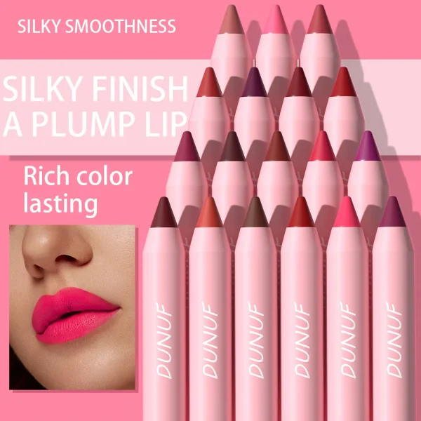 18-Colors Lipstick Pencil Waterproof Sexy Red Matte Contour Tint Lipstick Lasting Non-stick Cup Lipliner Pen Lip Makeup Cosmetic - Image 40