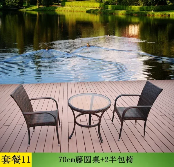 Nordic Rattan Garden Furniture Sets Household Patio Furniture Balcony Outdoor Furniture Leisure Table and Chair Three-piece Set - Image 7