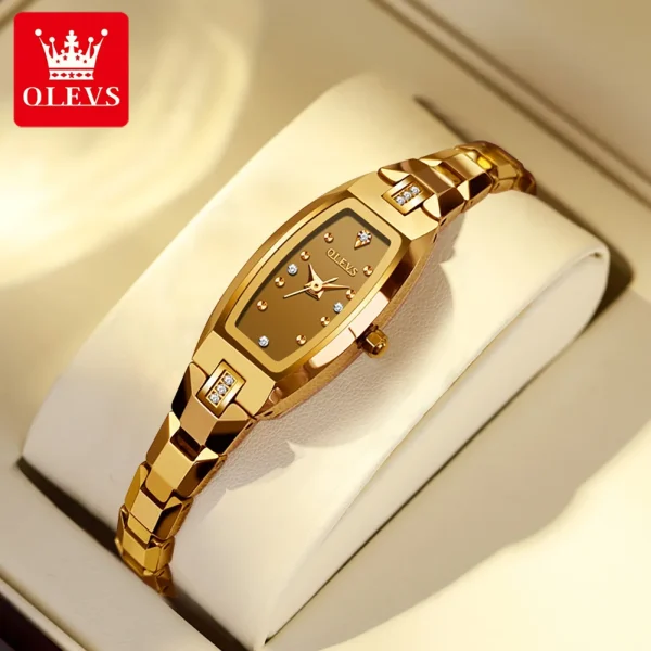 OLEVS 5501 Luxury Quartz Watch For Women Waterproof Original Ladies Wristwatch Wine Barrel Shape Dial Women's Watches - Image 8