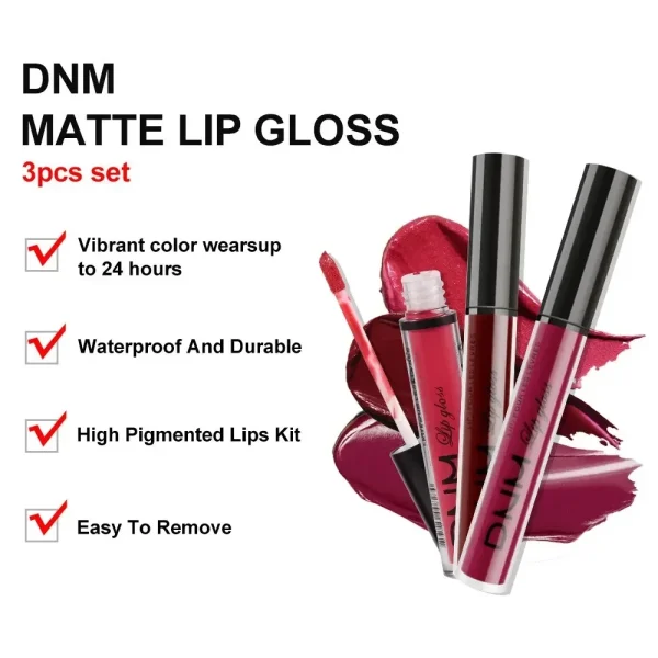 3 Colors/set Matte Velvet Lip Gloss Non-Stick Cup Waterproof Long-lasting Liquid Lipstick Cosmetic Keep 24 Hours Fashion Makeup - Image 6