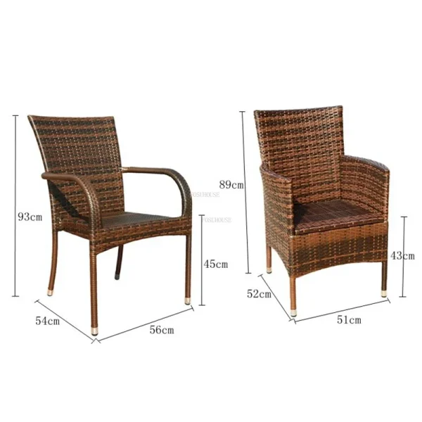 Nordic Rattan Garden Furniture Sets Household Patio Furniture Balcony Outdoor Furniture Leisure Table and Chair Three-piece Set - Image 15