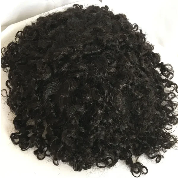 Mens Toupee Curly Human Hair Wigs Replacement Full Swiss Lace Toupee Hair Piece For Black Men's wig 10X8inch Brown #4 Color - Image 41