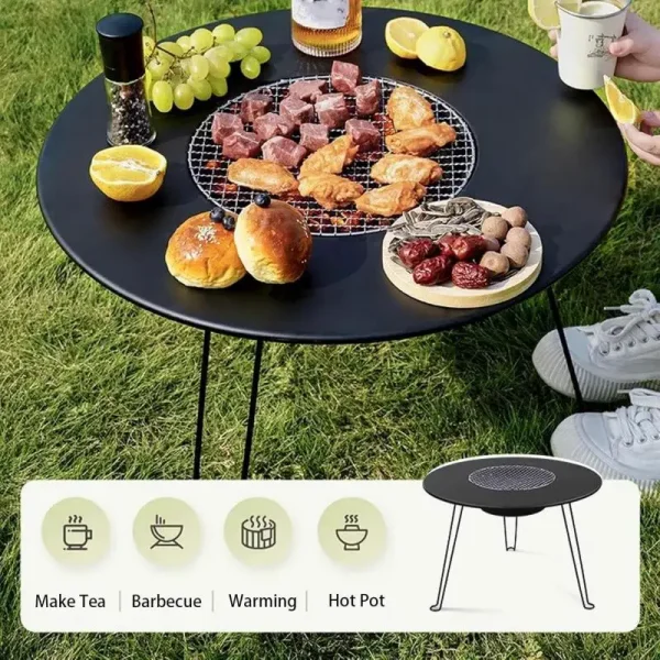 Folding Round Table Camping BBQ Grill stand Protable Barbecue Brazier Grill Outdoor Picnic Foldable  Fire Stove Charcoal grill - Image 2