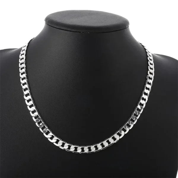 Special offer 18K gold Necklaces 925 Stamp Silver color Classic 8MM sideways chain for Men woman fine Jewelrys Wedding party - Image 10