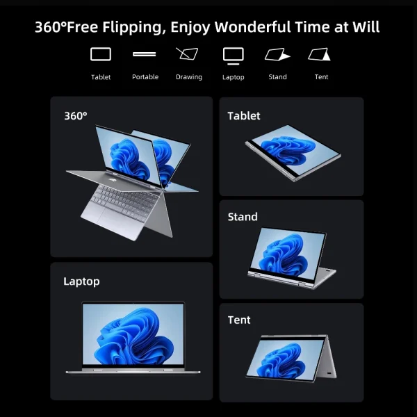 BMAX Y13PRO 360° Laptop 13.3 inch Notebook Windows 11 16GB RAM LPDDR5 512GB SSD 1920*1080 IPS Intel N100 laptops Computer - Image 5