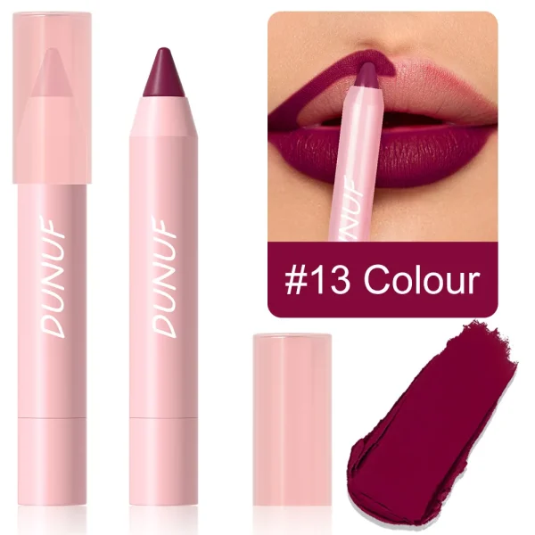 18-Colors Lipstick Pencil Waterproof Sexy Red Matte Contour Tint Lipstick Lasting Non-stick Cup Lipliner Pen Lip Makeup Cosmetic - Image 23