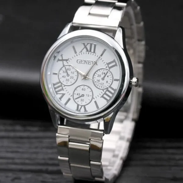 Classic New 2024 Geneva 3 Eyes Gold Casual Women Watch Men Stainless Steel Ladies Clock Quartz Wristwatches Ladies Watch - Image 6