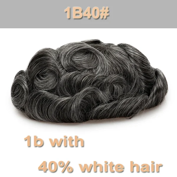 V Loop Grey Hair Men Toupee 0.08-0.1mm Skin PU Human Remy Hair Prosthesis Wig Full Skin PU Hairpiece Men Toupee Hair Replacement - Image 23