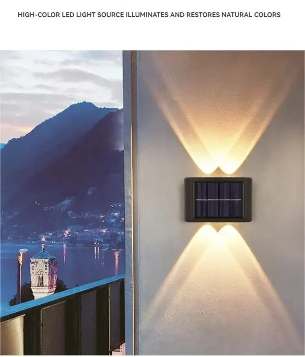 4LED Beads Up and Down Light Solar Powered Waterproof Wall Light for Courtyard Garden Carport - Image 11