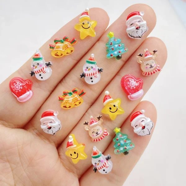 50Pcs Cute Mini Cartoon Shining Christmas Seris Nail Art Resin Designer Charms DIY Craft For Nail 3D Decorations Jewelry - Image 11