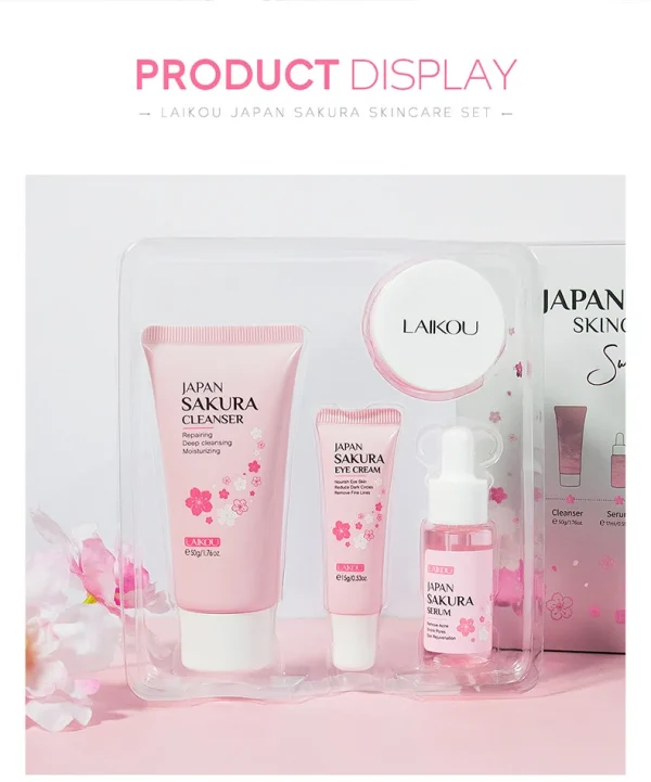 Facial Products Kit Sakura Skin Care Set Facial Cleanser Serum Moisturizing  Face Cream Eye Cream Korean Skincare Improve Rough - Image 20