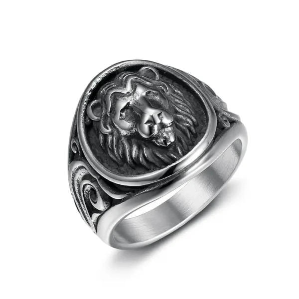 New Retro Animal Lion Pattern Men's Ring Fashion Vintage Metal Gold silver color Lion Head Ring Accessories Party Jewelry - Image 2