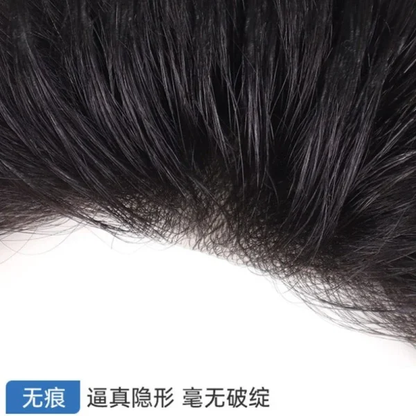 6Inch 100%Human Hair 16x18cm Men Toupee Clip in Hair Extensions Topper Replacement System  Capillary Prothesis Male Hair Wig - Image 5