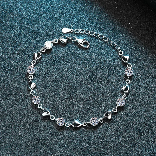 AZ111-S Lefei Fashion Fine Luxury Classic 0.5ct Moissanite Hearts Bracelets For Women s925 Sterling Silver Party Wedding Jewelry - Image 6