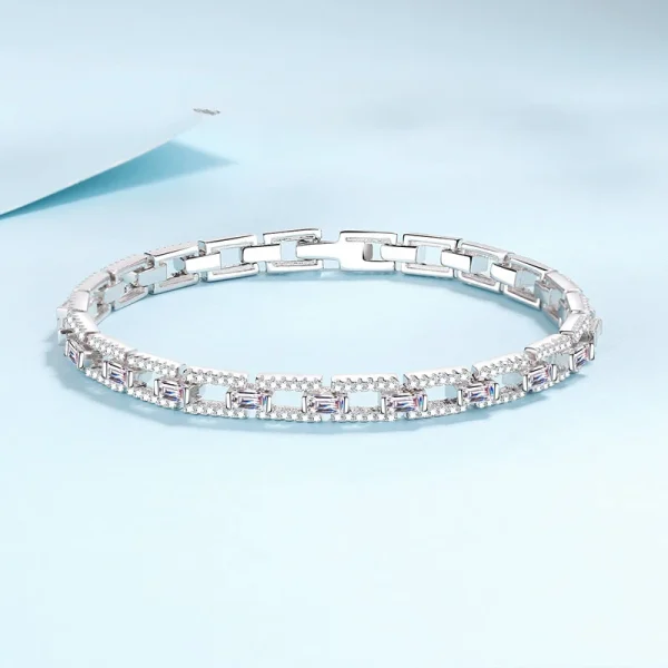 Luxury Sparkling Bangles Pure PT950 Platinum Fine Jewelry 6-7inch 3/3.2/3.5CT All Moissanite Brilliant Bracelet for Women Gift - Image 2