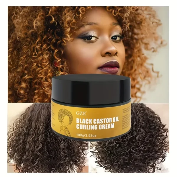 GZE Black Castor Oil Curl Defining Cream Non-stick Hydrates & eliminates frizz, Hair-Smoothing Anti-Frizz Cream