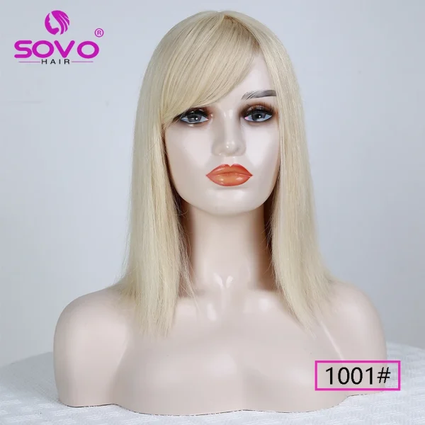 Machine-made Human Hair wig with bangs Straight Bob Full Machine Made Wigs No Lace For Women 10 12 14 Inches 100% Human Hair Wig - Image 11