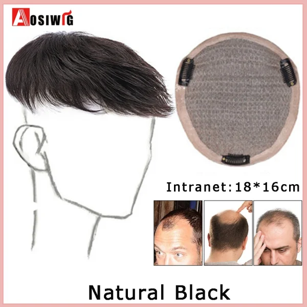 AOSI Synthetic Natural Fake Hairpiece for Men Natural Invisible Topper Closure Hairpiece Suitable For Cover White Hair Loss Hair - Image 16