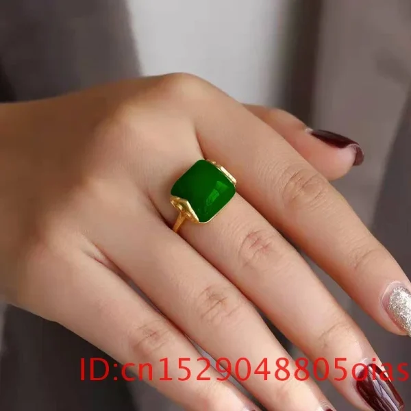 Natural Hetian Jade Ring Fashion Jewelry 925 Silver Chalcedony for Amulet Women Gifts - Image 2