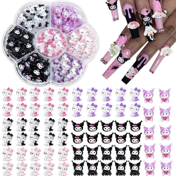 Sanrio Nail Charms Hello Kitty Design Nail Art Diy Mini Rhinestones Flatback Charms Crafts Stones for Manicure Nail Charms 70PCS - Image 28