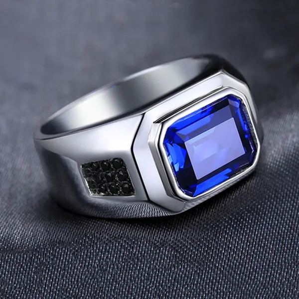 BOCAI 2022 New 100% Pure S925 Silver Jewelry Classic Dark Blue Cubic Zirconia 3A Personalized Atmosphere Punk Trend Men's Ring - Image 8