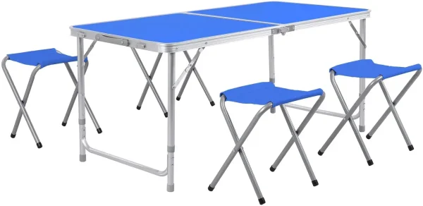 Folding Table 5Pcs Set Aluminum Camping Table 120cm Foldable with 4 Stool Outdoor Furniture Picnic Table and Chair Portable - Image 16