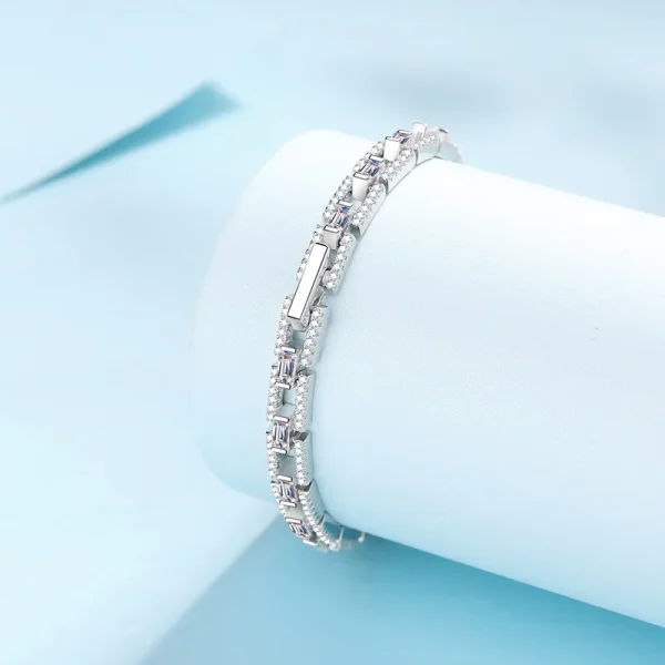 Luxury Sparkling Bangles Pure PT950 Platinum Fine Jewelry 6-7inch 3/3.2/3.5CT All Moissanite Brilliant Bracelet for Women Gift - Image 6