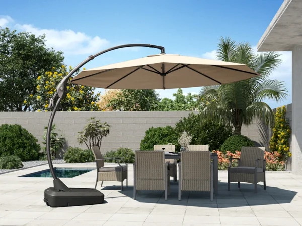 11FT Cantilever Umbrella with Base Outdoor Large Round Aluminum Offset Umbrella for Patio Garden Backyard - Image 18