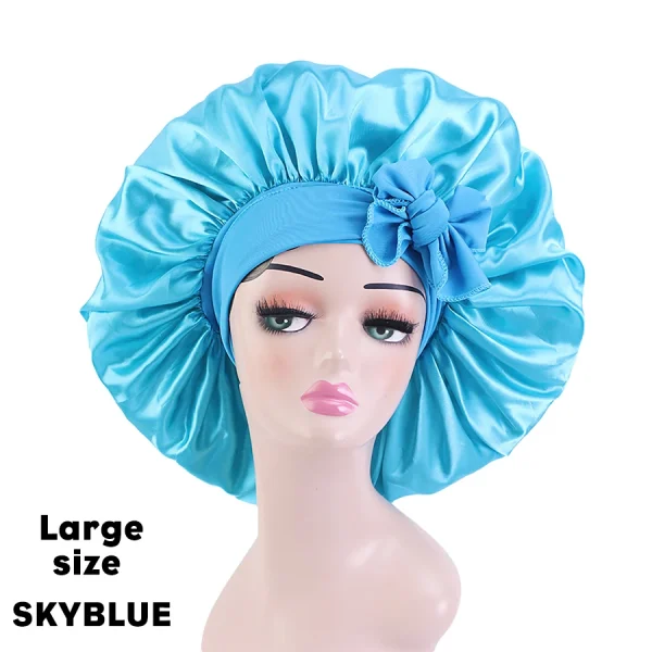 Satin Bonnets Silk Satin Bonnet Cap Night Sleep Hat Hair Bonnets For Women Large Satin Bonnet Silk Hair Wrap Stretchy Tie Band - Image 17