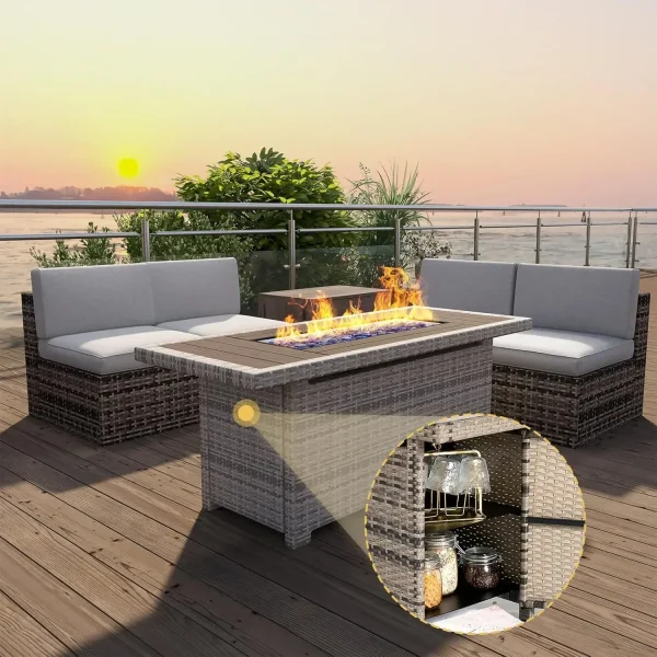 Propane Fire Pit Table with Storage, 40 in CSA Propane Fire Table Rectangular, Auto Ignition Gas Fire Pit for Outside Patio Deck - Image 8