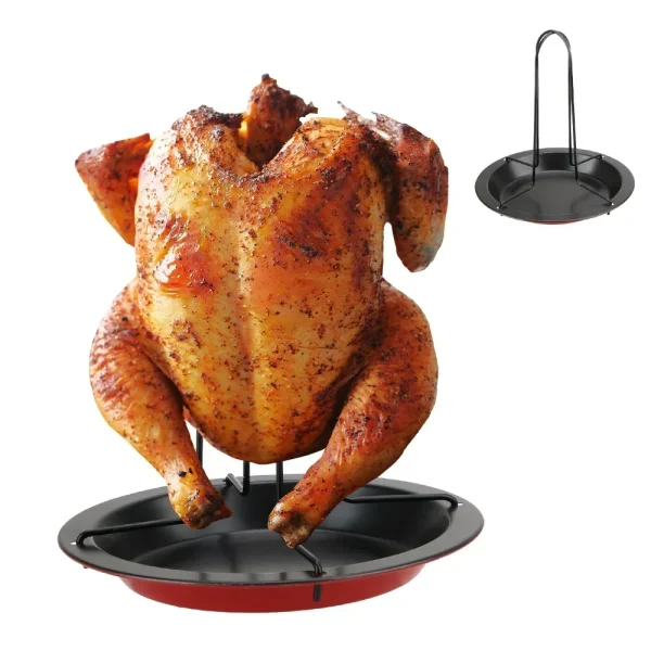 Chicken Roaster Rack With Bowl Turkey Duck Roast Rack BBQ Grill Rack Stainless Steel Stand Holder Oven Kitchen BBQ Tool - Image 2