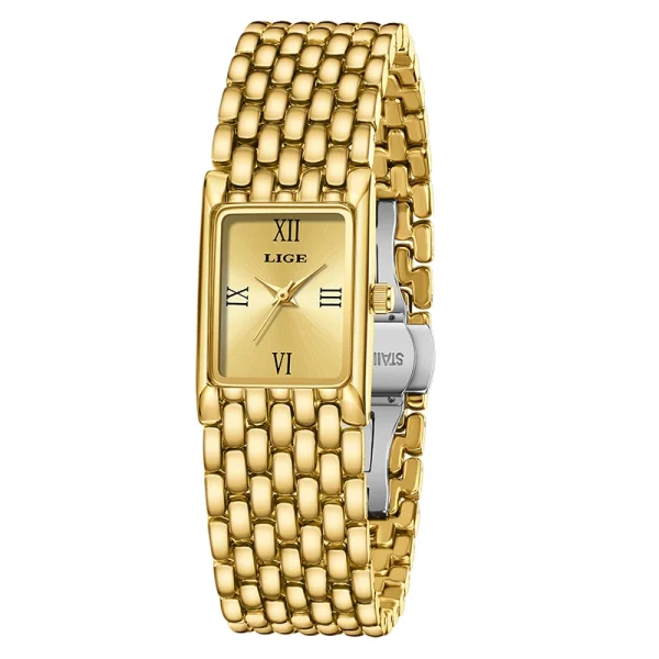 LIGE 2025 New Gold Women's Watch Luxury Quartz Watch Stainless Steel Bracelet Retro Fashion 30M Waterproof Watch for Women reloj - Image 10