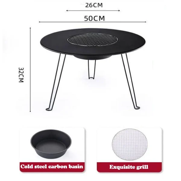 Folding Round Table Camping BBQ Grill stand Protable Barbecue Brazier Grill Outdoor Picnic Foldable  Fire Stove Charcoal grill - Image 7