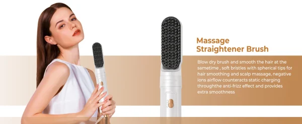 5 in 1 Blow Dryer Brush, Curling Wand Hair Air Styling Tools Set, Ionic Hair Dryer with Massage Hot Air Brush - Image 10