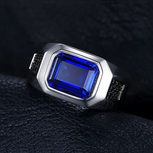 BOCAI 2022 New 100% Pure S925 Silver Jewelry Classic Dark Blue Cubic Zirconia 3A Personalized Atmosphere Punk Trend Men's Ring - Image 5