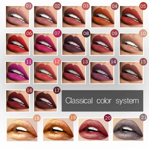 21-Color Lip Gloss Matte Mist Liquid Lipstick Waterproof Long lasting Cosmetics Lip Tint Paste Not-fade Lip Glaze - Image 3