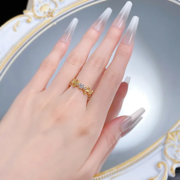 Apaison Gold Plated Hollow Out Rings For Women‘s Single Row High Carbon Diamond Wedding Engagement Party Jewelry - Image 8