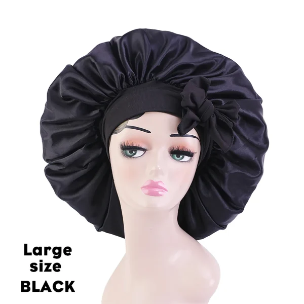 Satin Bonnets Silk Satin Bonnet Cap Night Sleep Hat Hair Bonnets For Women Large Satin Bonnet Silk Hair Wrap Stretchy Tie Band - Image 23