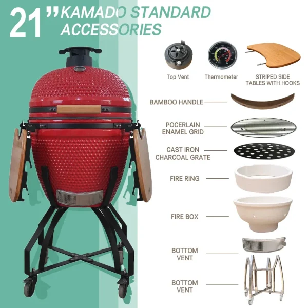 Ceramic Kamado Joe 13" To 29 Inch Charcoal Smoker Bbq Grill Komodo Barbecue Outdoor - Image 2