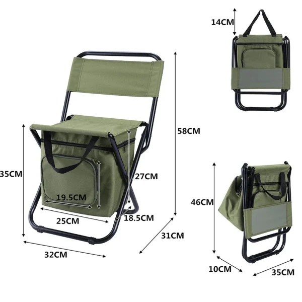 Outdoor Folding Chair 200kg Large Weight Bearing Leisure Camp Ice Pack Chair with Storage Bag Backrest Insulation Fishing Chair - Image 14