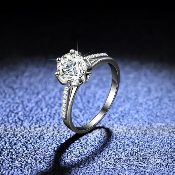 PT950 Platinum D Color Moissanite Ring Six Claws Classic 18K Gold Diamond Ring Women’s Wedding Engagement Gift