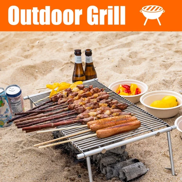 Barbecue Grilling Basket BBQ Beef Chicken Grill Camping Cooking Rack Stainless Steel Barbecue Drumstick Oven Roaster Stand