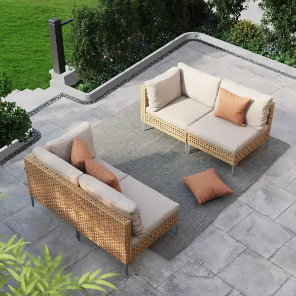 3/4/5/7-Piece Wicker Patio Furniture Set,All-Weather Outdoor Conversation Set Sectional Sofa with Water Resistant Thick Cushions - Image 8