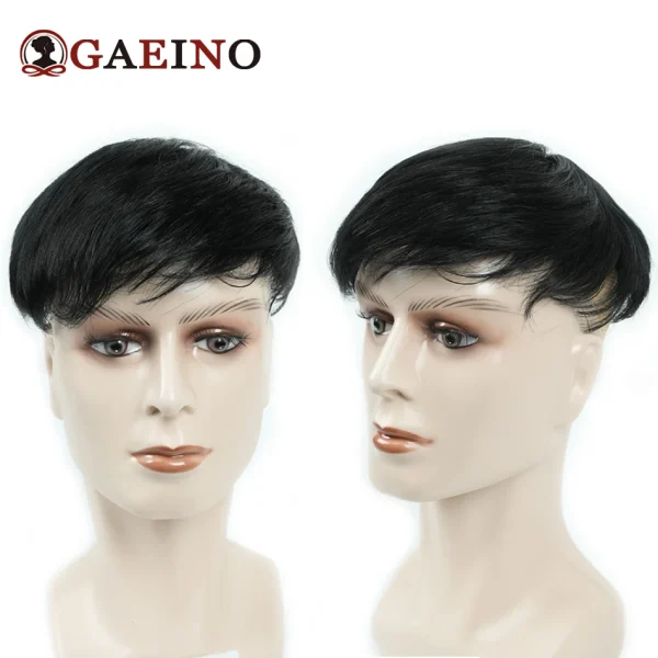 Men Toupee Human Hair Replacement System Hair Toppers Hairpiece  Hair Wig Men Hair Denstiy Natural Wig for Men - Image 2