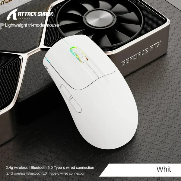 ATTACK SHARK X5 Tri-Mode Wireless Rechargeable Gaming Mouse, 49g Lightweight PAW3212 Optical Sensor GB LED Honeycomb Mouse - Image 7