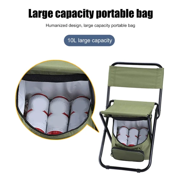 Outdoor Folding Chair 200kg Large Weight Bearing Leisure Camp Ice Pack Chair with Storage Bag Backrest Insulation Fishing Chair - Image 11