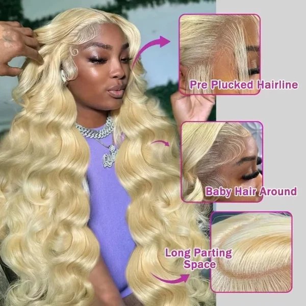 Honey blonde 613 hd lace frontal human hair wig 13x6 for women 30 inch lace front colored body wave transparent preplucked wigs - Image 5