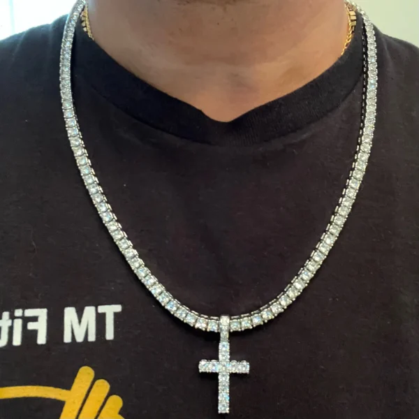 Hip Hop Iced Out Tennis Cross Pendant Necklace for Men Steampunk Gold Plated CZ Chain on Neck Luxury Design Jewelry S-OHP003 - Image 13