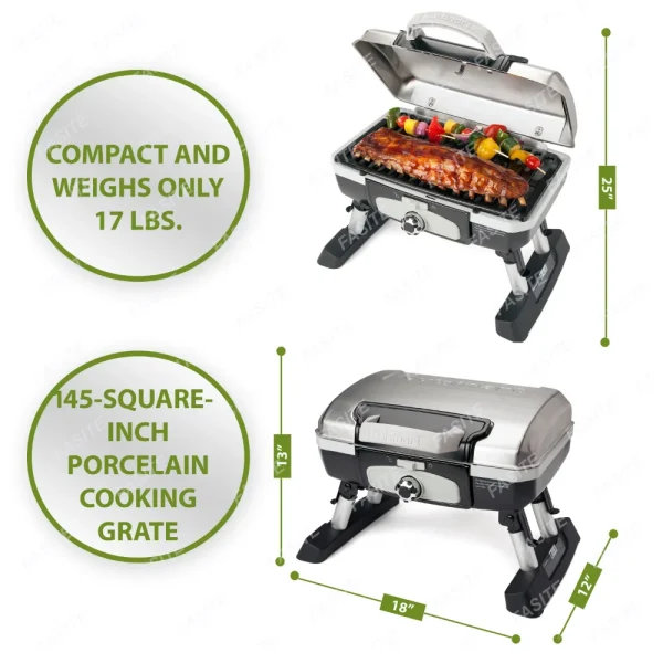 Gourmet Tabletop Gas Grill - Stainless Steel - CGG-180T bbq grill portable - Image 9